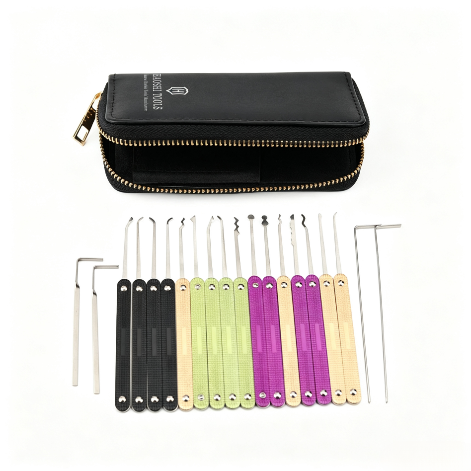 Premium Colorful 20pcs Lock Pick Set with 4pcs Tension Wrenches