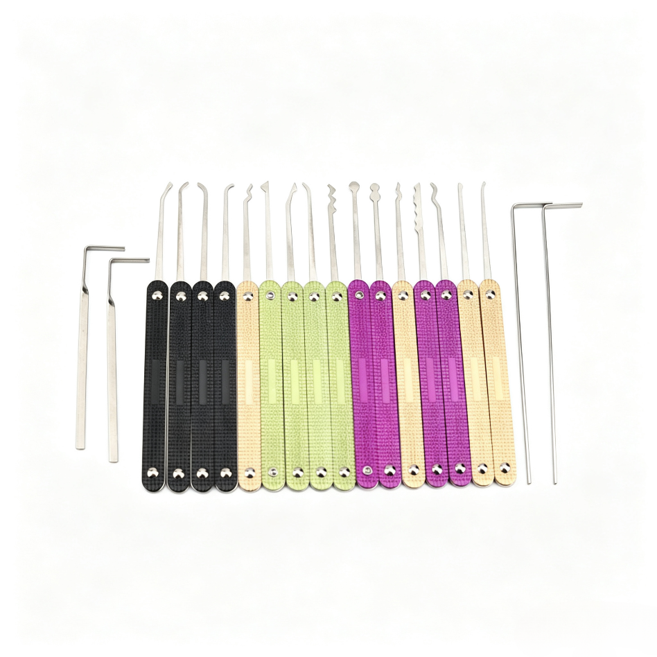 Premium Colorful 20pcs Lock Pick Set with 4pcs Tension Wrenches
