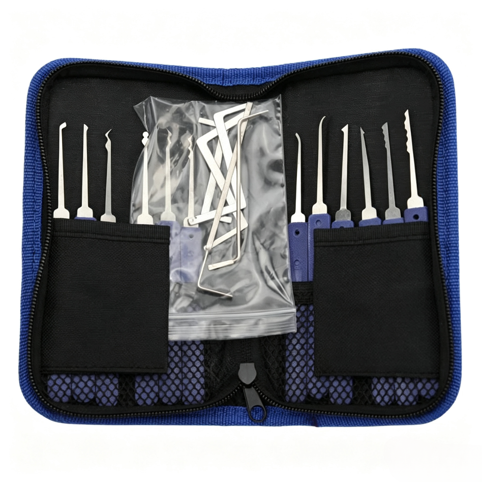 Premium Blue Handle 12pcs Lock Pick Set with 5pcs Tension Wrenches
