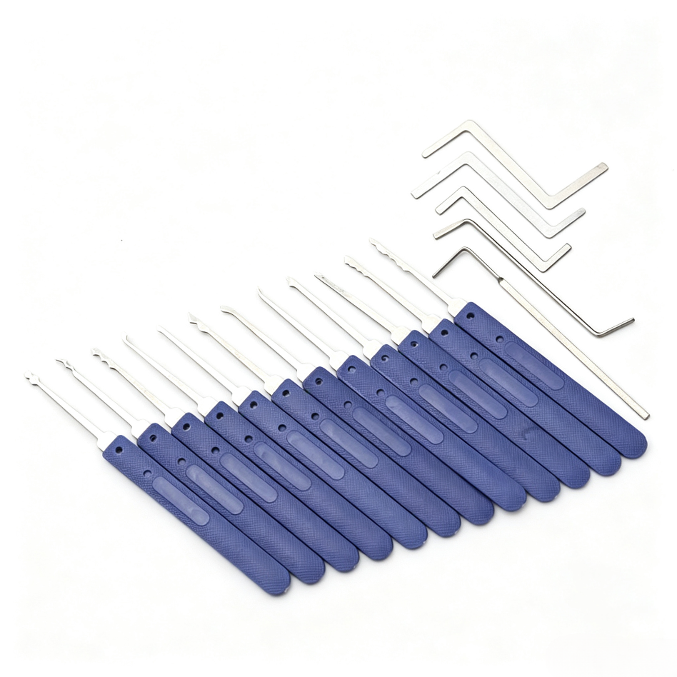 Premium Blue Handle 12pcs Lock Pick Set with 5pcs Tension Wrenches