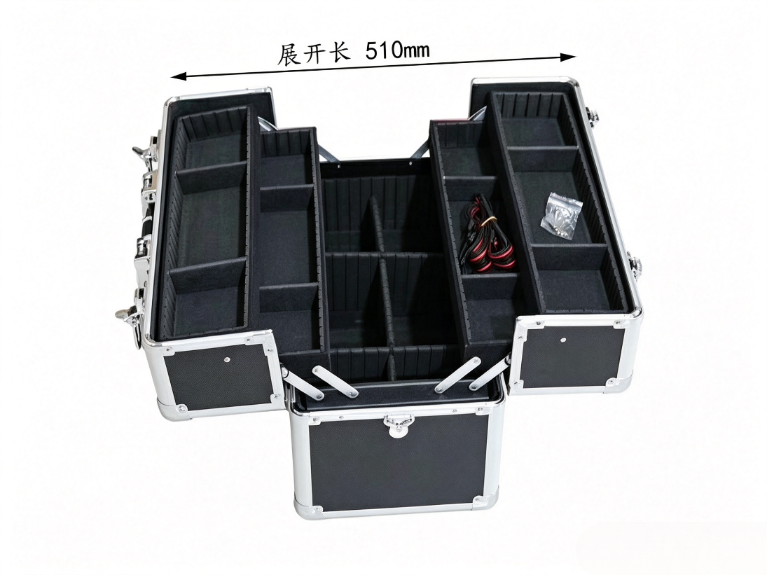 Professional Locksmith Aluminum Tool Box, Multi-compartment Expandable Storage Case